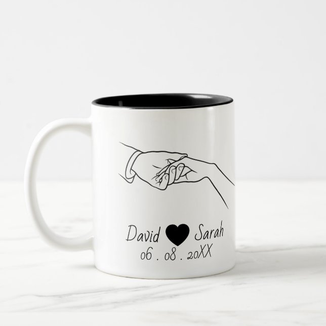 Personalized Couple Mug with Names & Date Två-Tonad Mugg (Vänster)