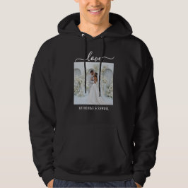 Personalized Couple Name & Romantic Photo Black Hoodie