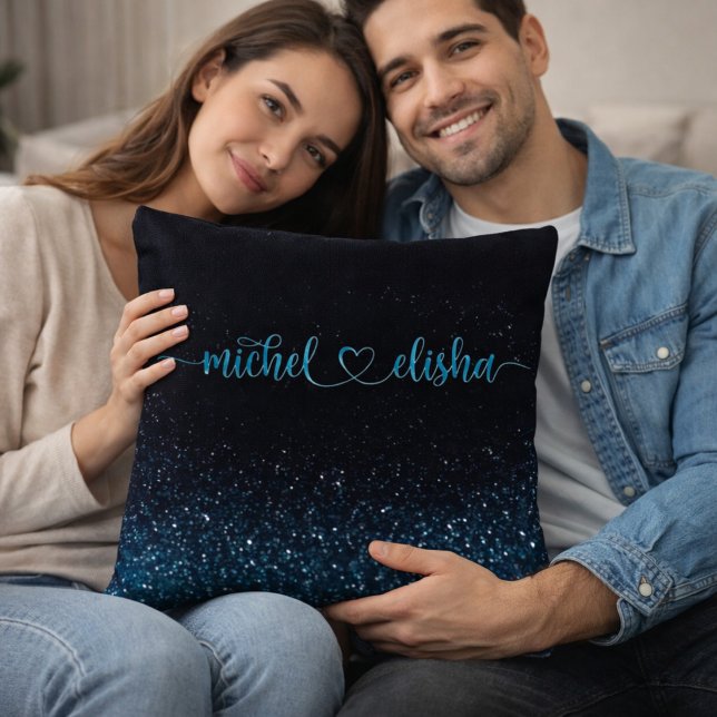 Personalized Couple Name Starry Night Glitter Kudde (Skapare uppladdad)