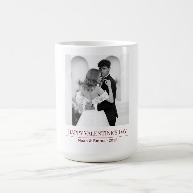 Personalized Couple Names & Year - Elegant Photo  Kaffemugg (Center)
