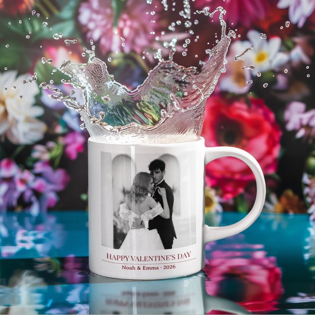 Personalized Couple Names & Year - Elegant Photo  Kaffemugg (Skapare uppladdad)