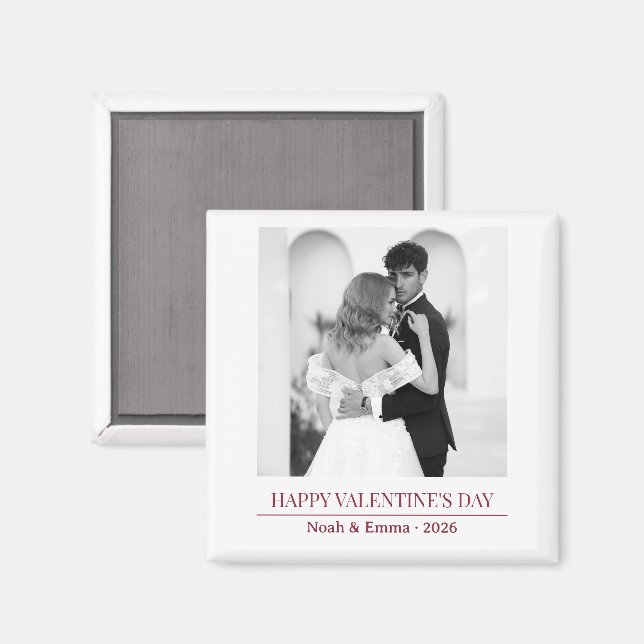 Personalized Couple Names & Year - Elegant Photo  Magnet (Front/Back)