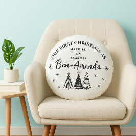 Personalized Couple Photo and Text Rund Kudde