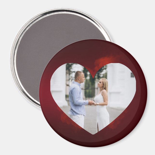Personalized Couple Photo Magnet with Heart Frame (Front/Back)