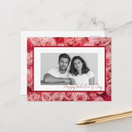 Personalized Couple Photo Valentine Roses Card Vykort