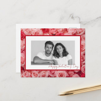 Personalized Couple Photo Valentine Roses Card Vykort