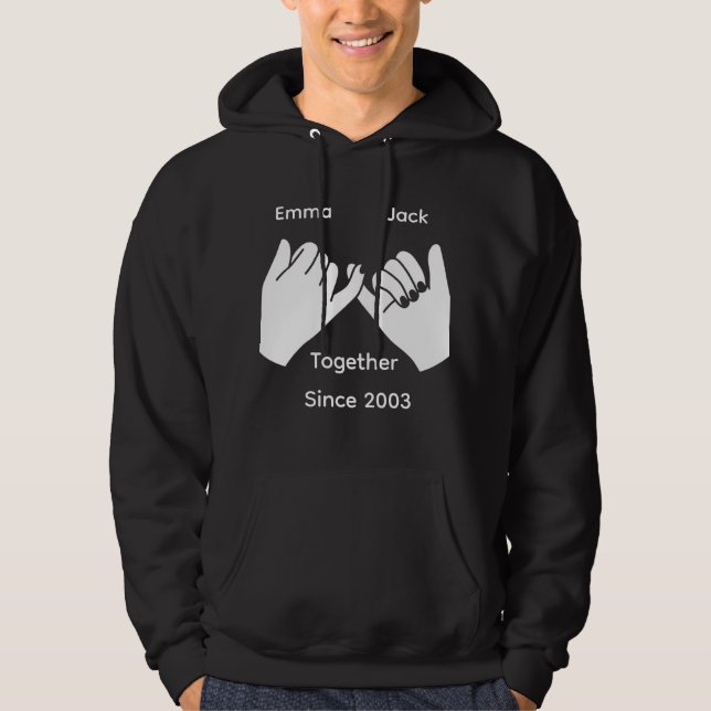 Personalized couple with custom names and year hoodie (Framsida)