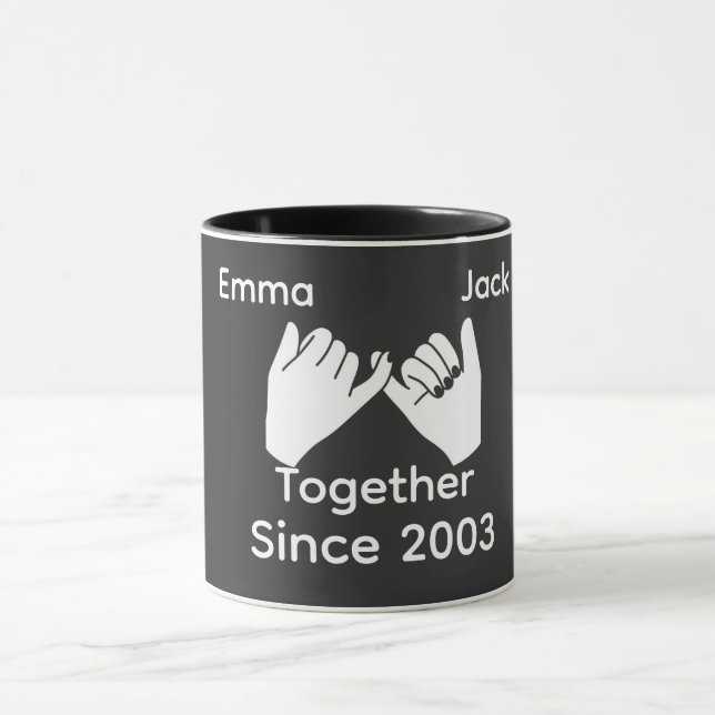 Personalized couple with custom names and year mugg (Center)