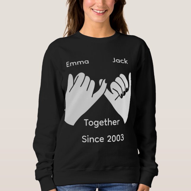 Personalized couple with custom names and year t shirt (Framsida)