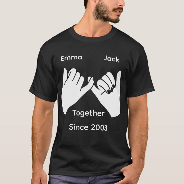 Personalized couple with custom names and year t shirt (Framsida)