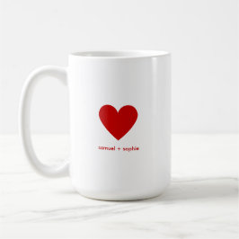 Personalized Couples Modern Minimal Red Heart Kaffemugg