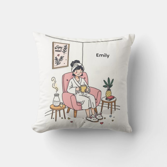 Personalized Cozy Mom Gift Cute Self Care Relaxing Kudde (Framsida)