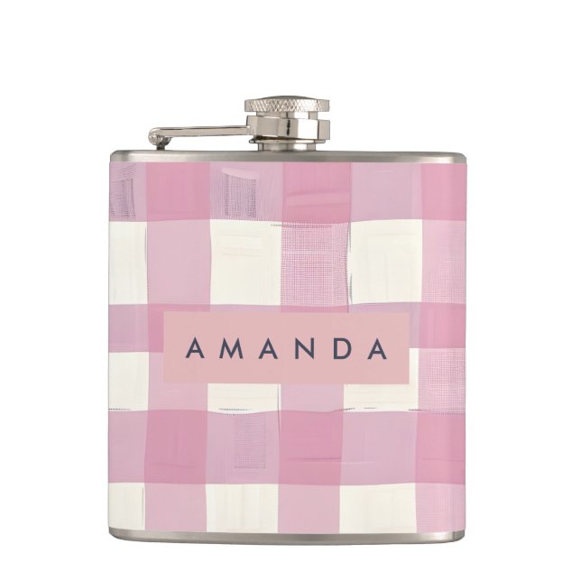 Personalized Cozy Pink Checkered Design Fickplunta (Framsidan)