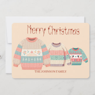 Personalized Cozy sweater Christmas greeting card Julkort