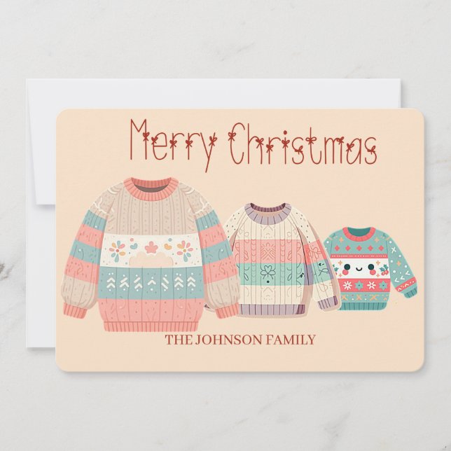 Personalized Cozy sweater Christmas greeting card  Julkort (Framsida)