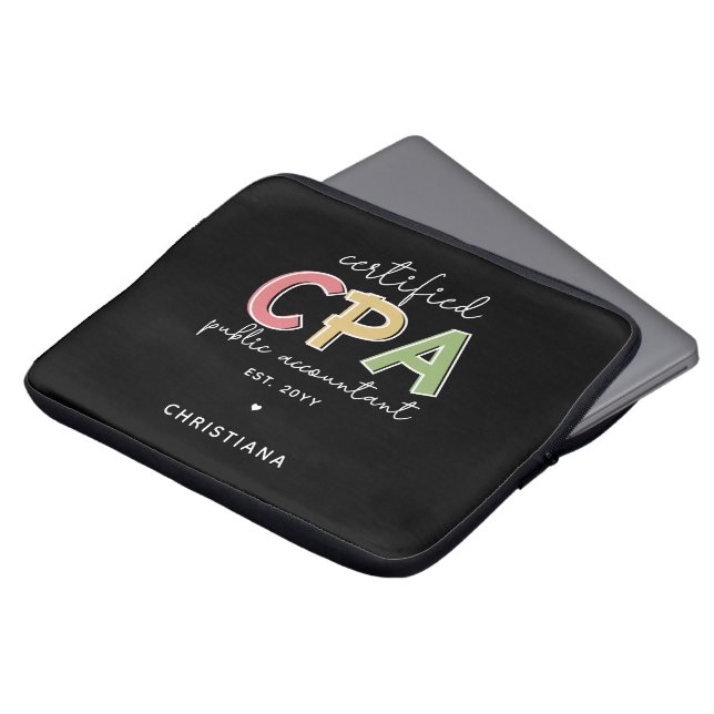 Personalized CPA Certified Public Accountant Gift Laptop Fodral (Framsida topp)