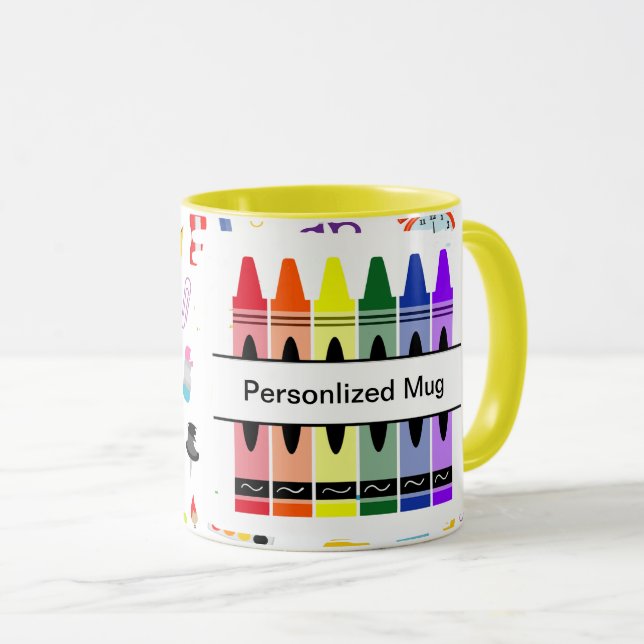Personalized Crayon Back To School Mug Mugg (Framsida höger)