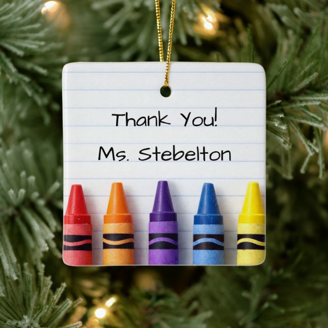 Personalized Crayon Teacher Christmas Ornament (Träd)