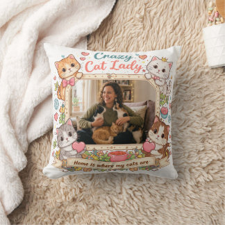 Personalized Crazy Cat Lady Photo Pillow  Kudde