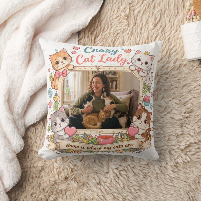 Personalized Crazy Cat Lady Photo Pillow  Kudde (Filt)