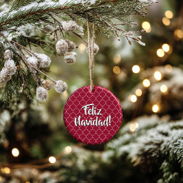 Personalized Crimson Quatrefoil Julgransprydnad Keramik