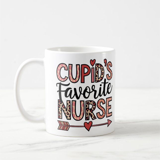 Personalized Cupid's Favorite Nurse Mug Kaffemugg (Vänster)