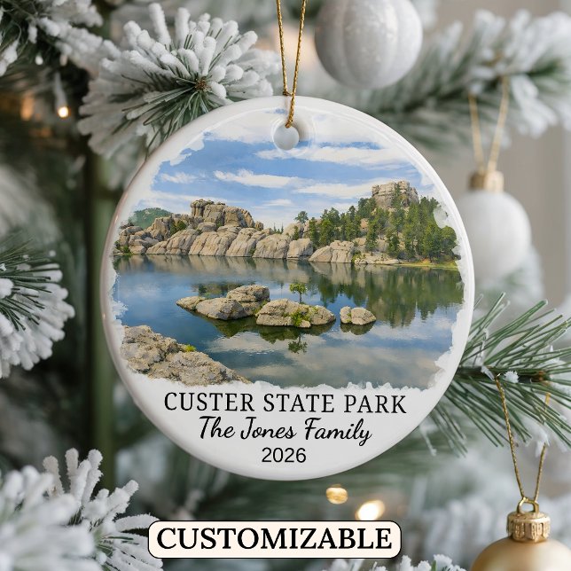 Personalized Custer State Park Custom South Dakota Julgransprydnad Keramik (Skapare uppladdad)