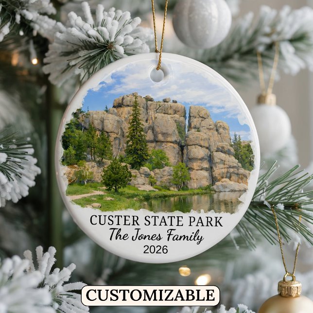 Personalized Custer State Park Custom South Dakota Julgransprydnad Keramik (Skapare uppladdad)