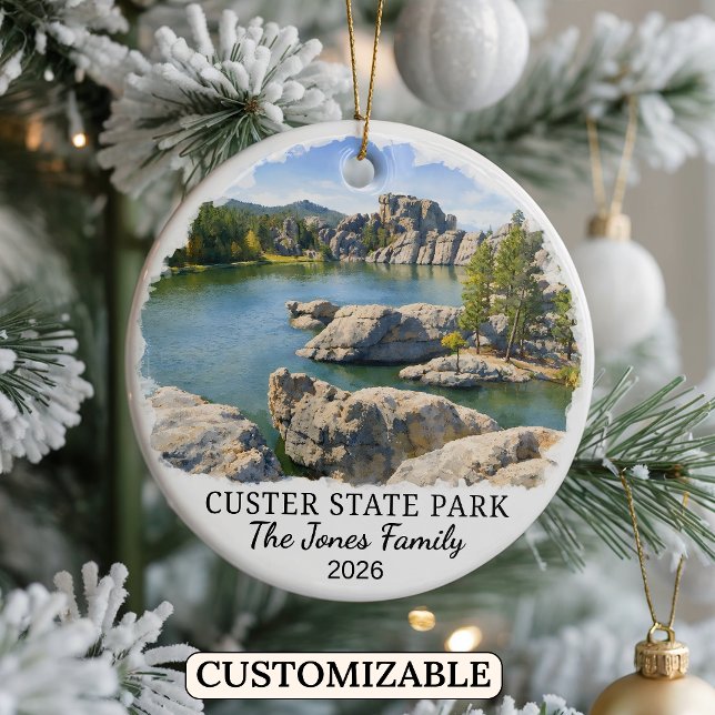 Personalized Custer State Park Custom South Dakota Julgransprydnad Keramik (Skapare uppladdad)