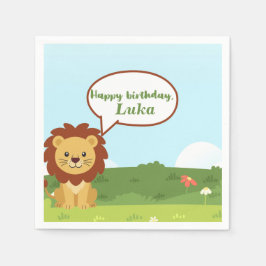 Personalized Custom Lion Birthday Napkins for Kids Pappersservett