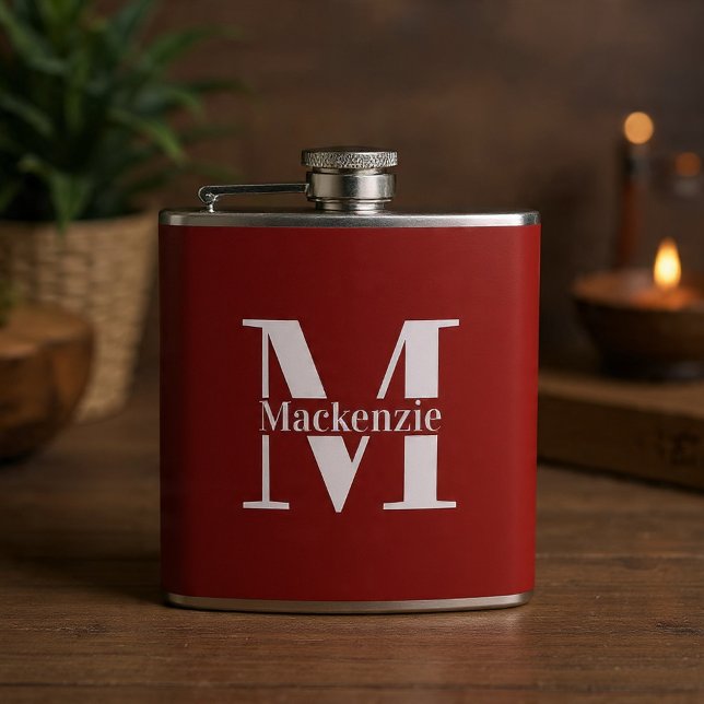 Personalized Custom Made Monogrammed Fickplunta (Elegant Monogram Name Personalized Text Flask by Ricaso. Great gift idea. Custom monogrammed)