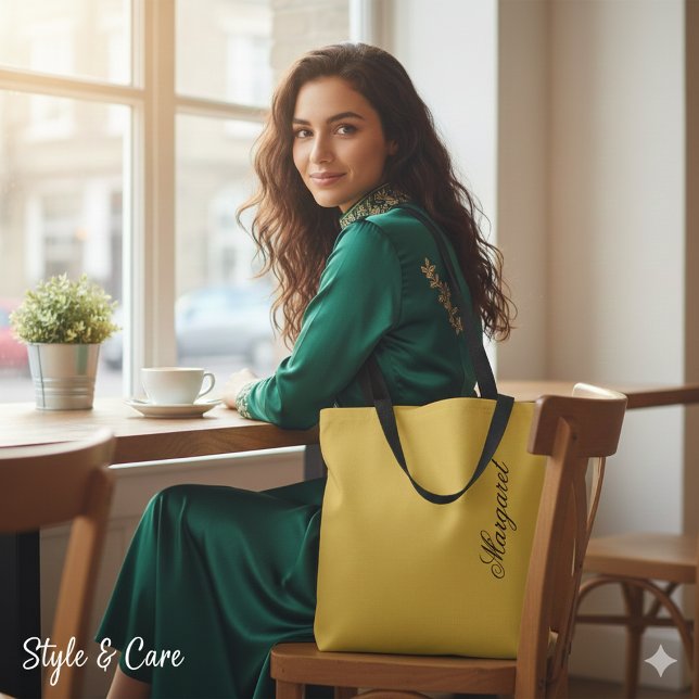 Personalized Custom Name Designer Metallic Gold Tygkasse (Personalized Custom Name Designer Metallic Gold Tote Bag)