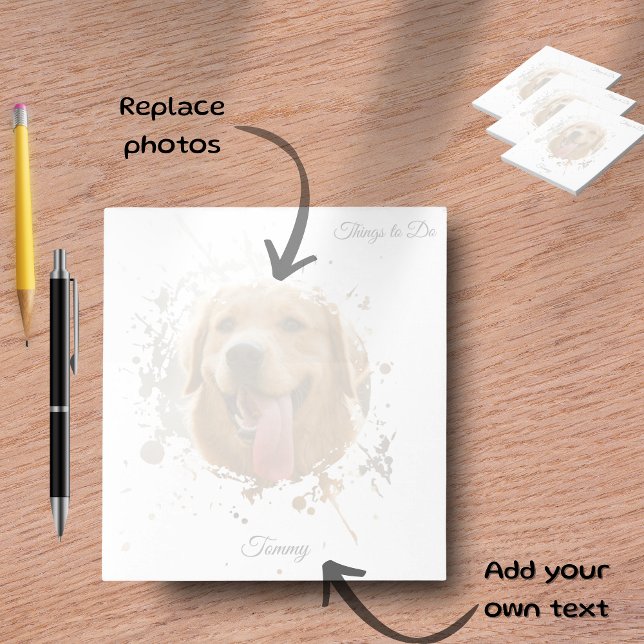 Personalized Custom Photo Pet with Name Anteckningsblock (Personalized Photo & Name Notepad | Custom Stationery Gift)