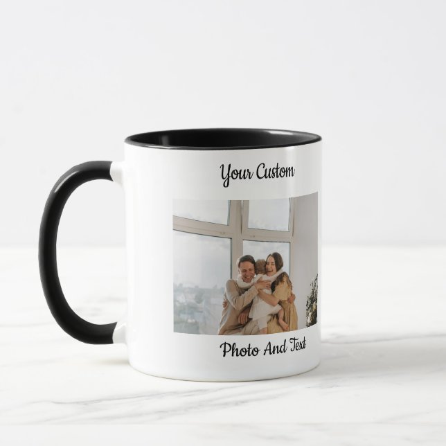 Personalized Custom Photo Text Combo Mug Mugg (Vänster)