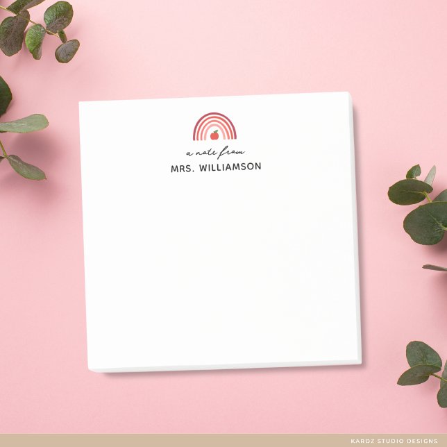 Personalized Cute A Note From Teacher Name Post-it Block (Post-it notes are shown in 3 x 3 inches. Personalize with the teacher's name.)