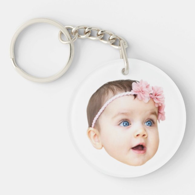 Personalized Cute Baby Face Photo Acrylic Keychain (Framsidan)