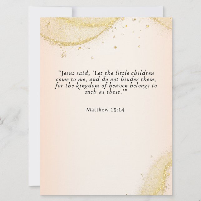 Personalized Cute Baby Girl Baptism Inbjudningar (Baksida)