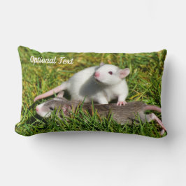 Personalized Cute Baby Pet Rats in the grass Lumbarkudde