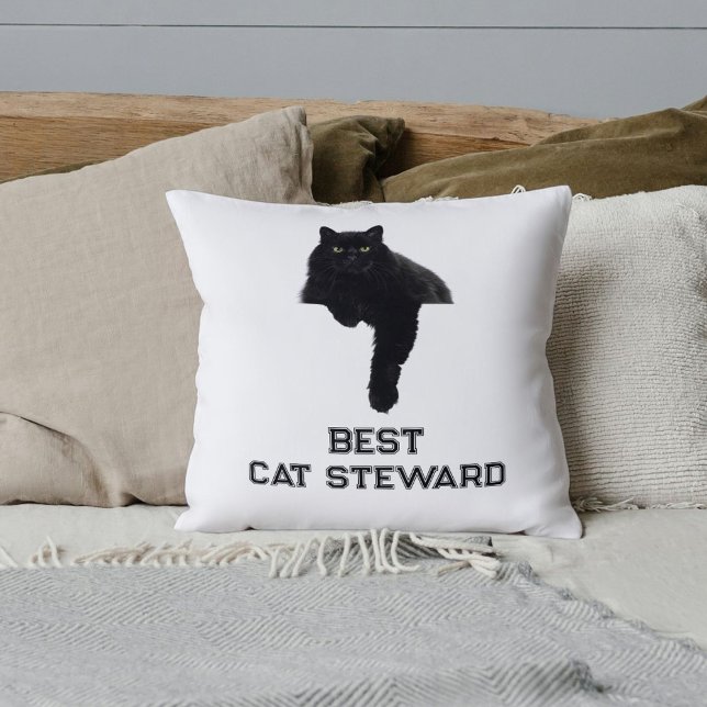 Personalized Cute Black Cat Photo Funny Quote Pet Kudde (Skapare uppladdad)