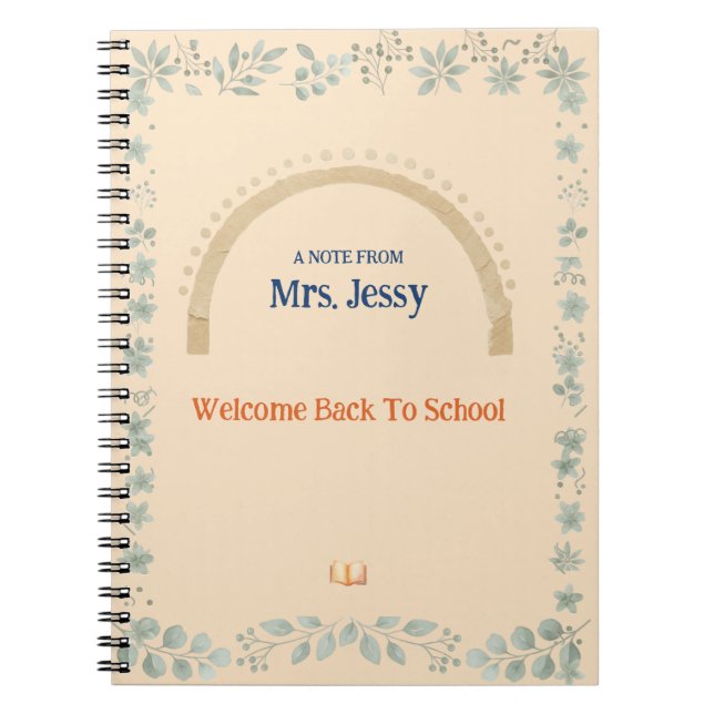 Personalized Cute Botanical Teacher Notebook Anteckningsbok (Framsidan)