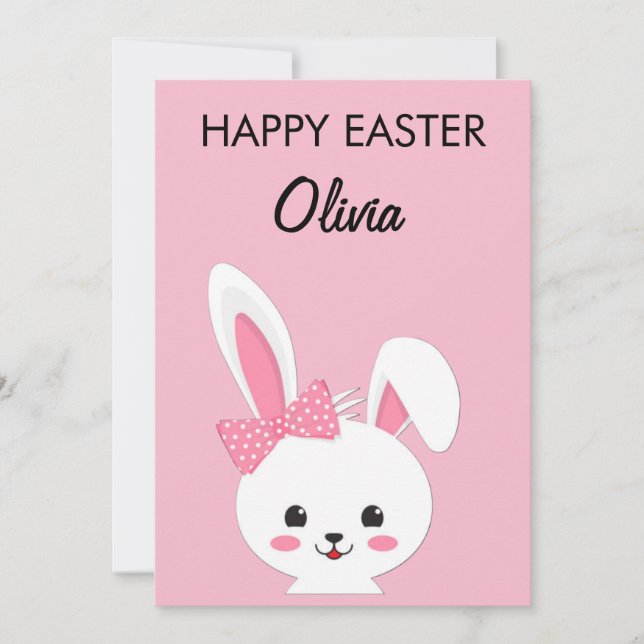Personalized Cute Bunny Easter Kids Custom Name Julkort (Framsida)