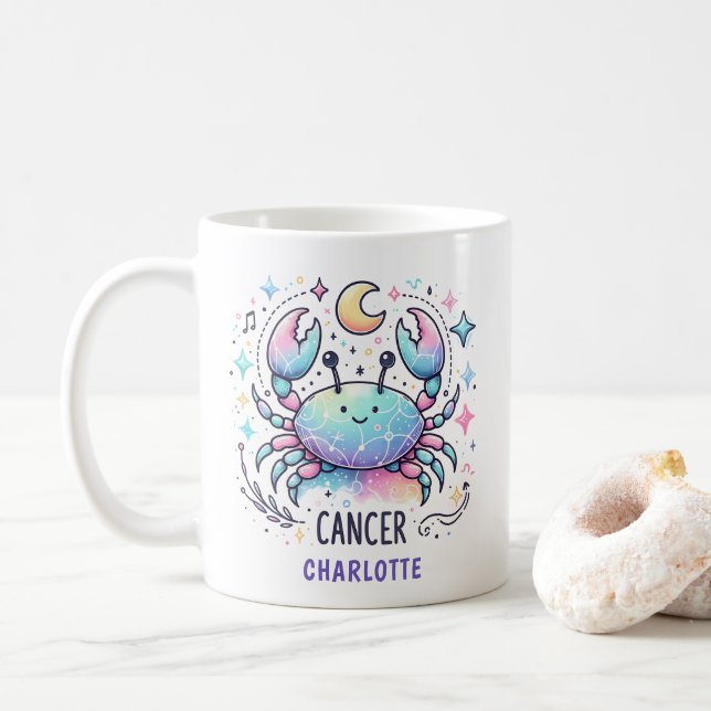 Personalized Cute Cancer Zodiac Crab Astrology Kaffemugg (Med munk)