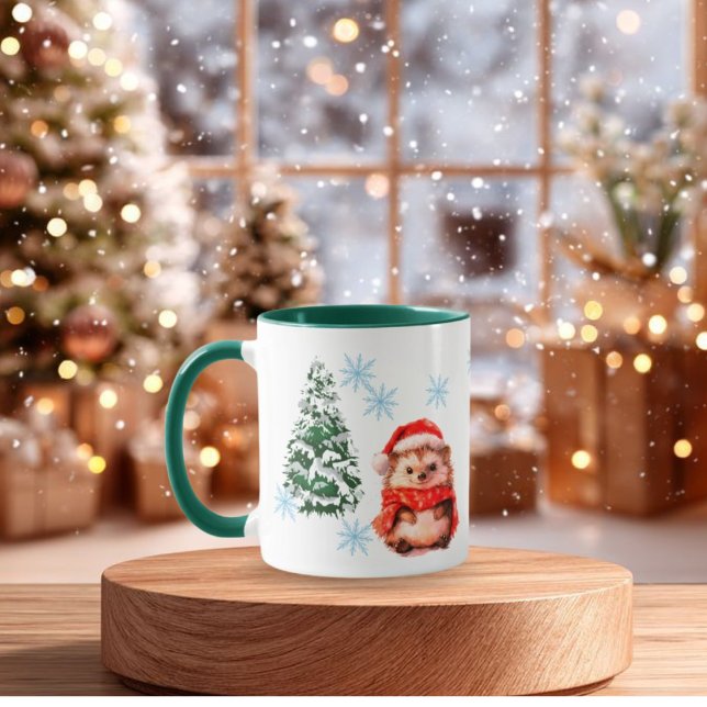  Personalized Cute Christmas Hedgehog Coff Custom  Mugg (Skapare uppladdad)