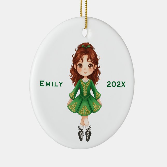 Personalized Cute Christmas Irish Girl Step Dance Julgransprydnad Keramik (Höger)