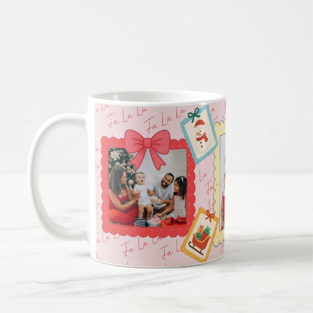 Personalized Cute Christmas Photo Collage  Kaffemugg (Vänster)