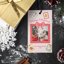 Personalized Cute Christmas Photo Collage Presentetikett
