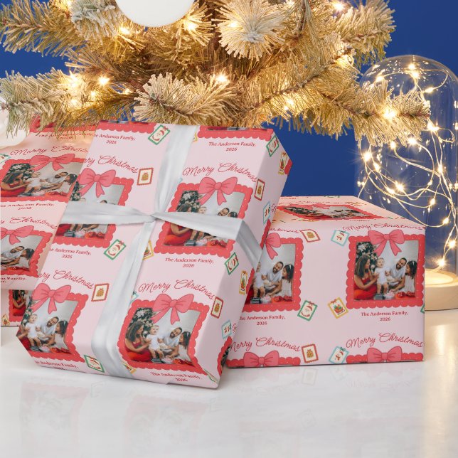 Personalized Cute Christmas Photo Collage  Presentpapper (Helgdagar)