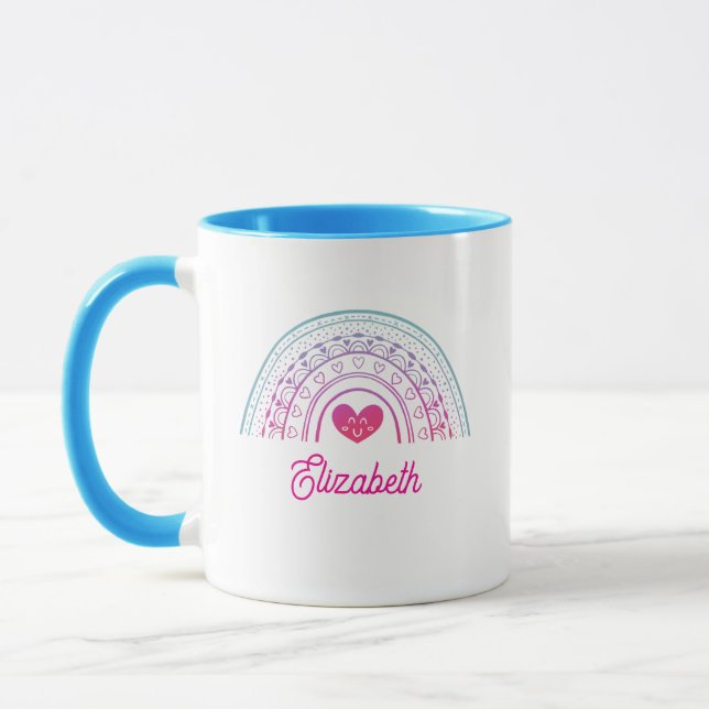 Personalized Cute Colorful Boho Rainbow Mugg (Vänster)