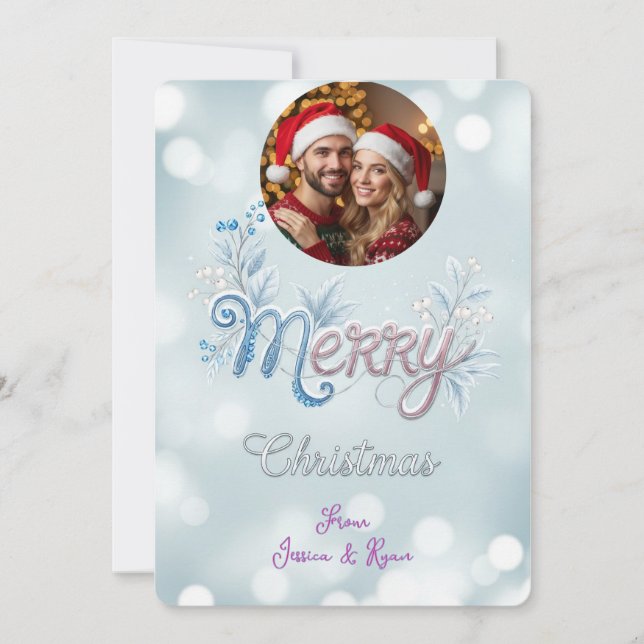 Personalized Cute Couple Photo Christmas  Julkort (Framsida)