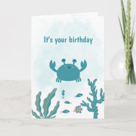 Personalized Cute Crab Birthday Card Kort